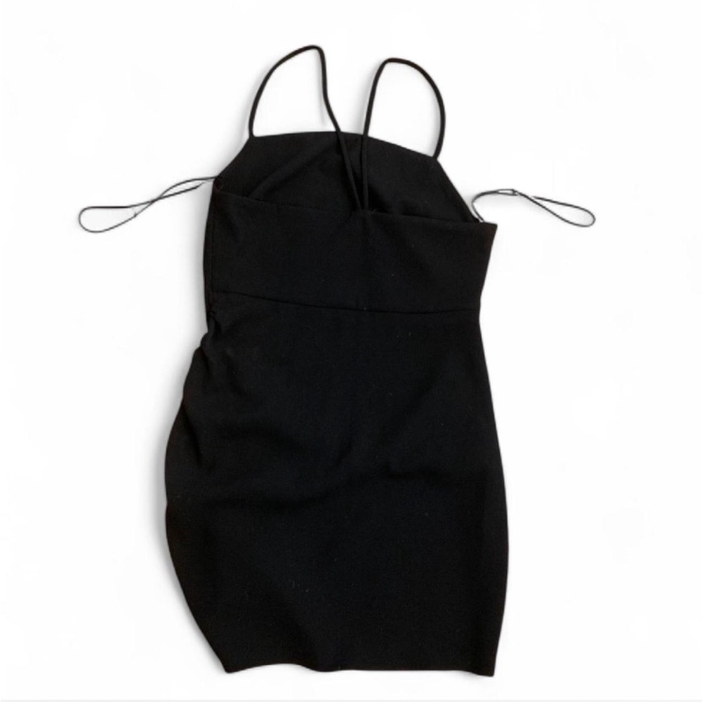 Zara Black Ruched Mini Slip Dress - Picture 3 of 5
